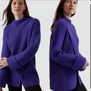 Athleta Women's Azalea Merino Wool Cashmere Knit Blue Sweater Medium 466769-01